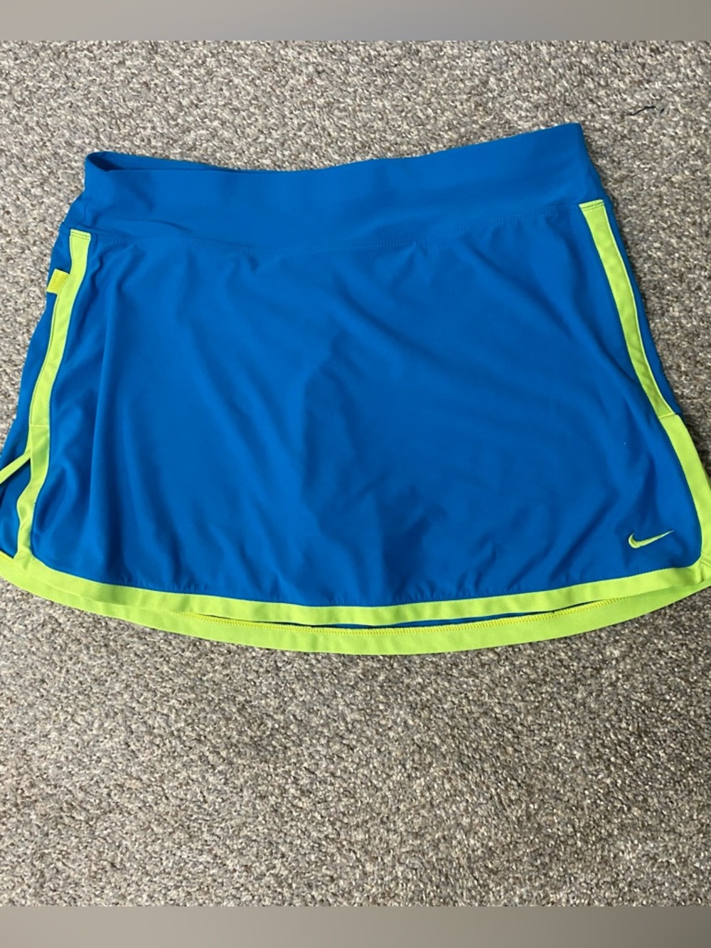 Nike Dri-Fit Skort Womens L Tennis Golf Pickleball Blue  Neon Trim Stretch EUC